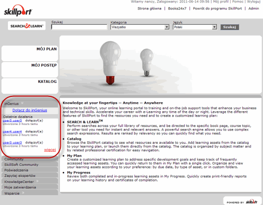 inGenius na stronie gl�wnej programu SkillPort