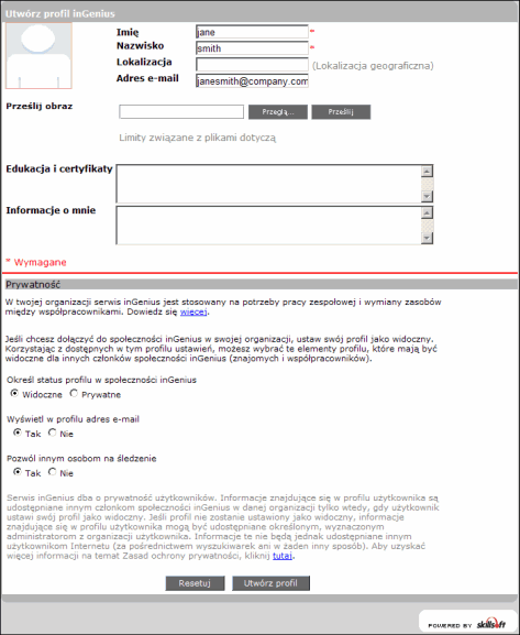 Tworzenie strony profilu inGenius