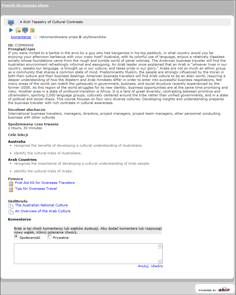 Strona podsumowania zasobu z aktywnym inGenius