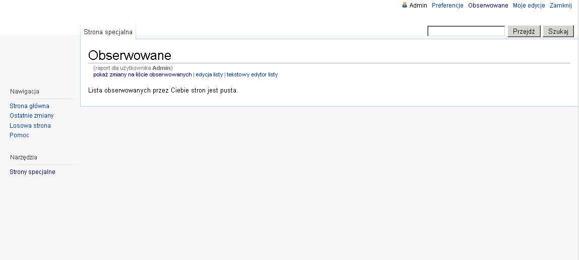 Strona Lista obserwowanych