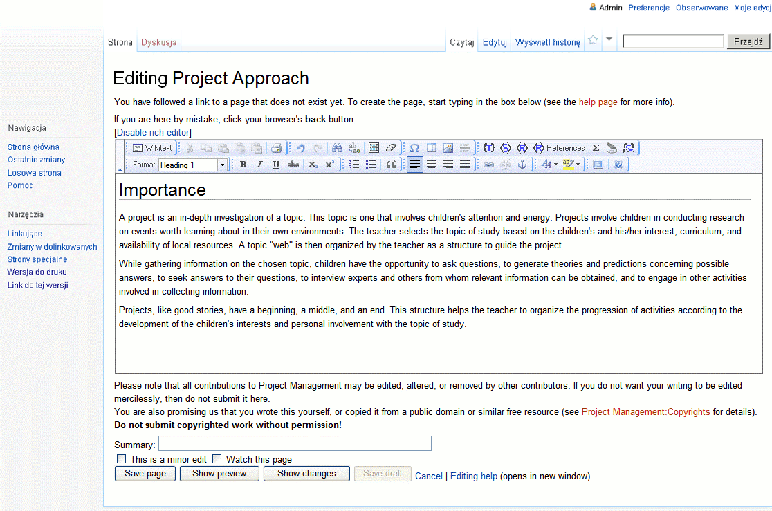 Strona Edycja powiazana z artykulem