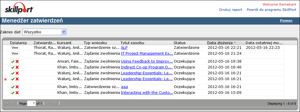 Strona Kierownika zatwierdzajacego