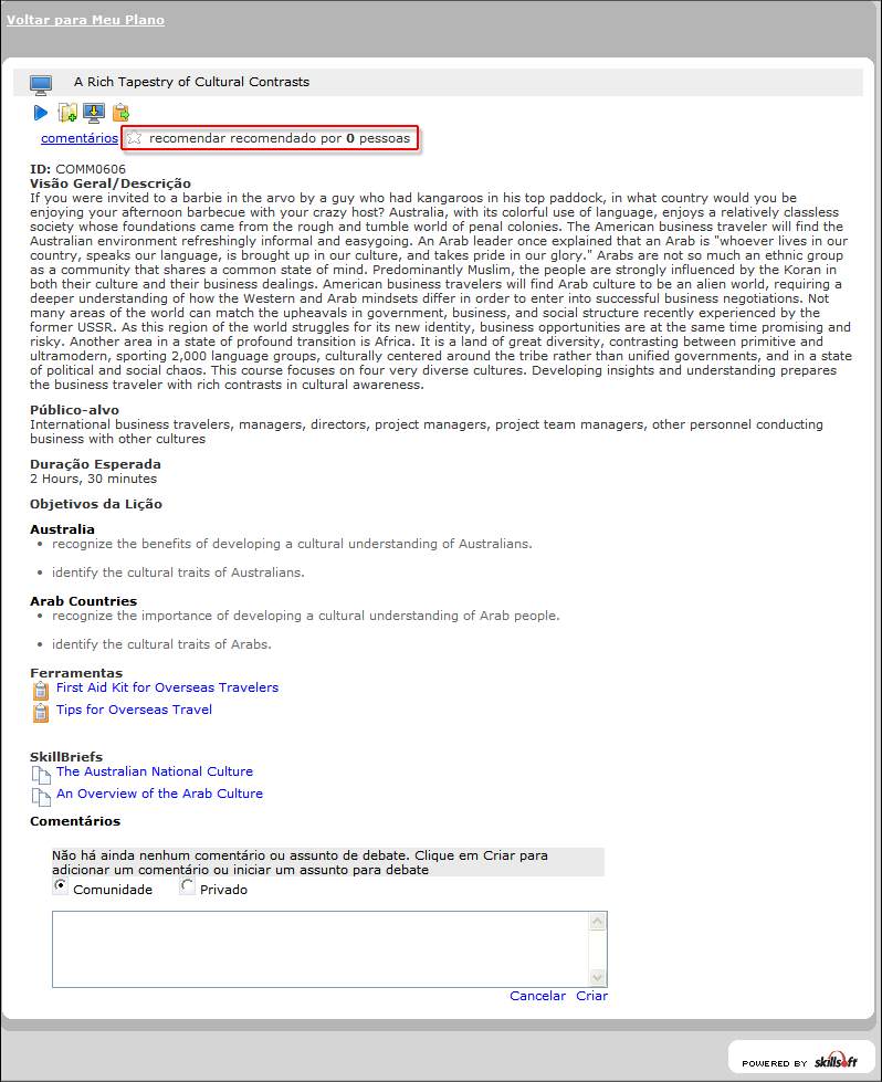 Seção Recomendar do inGenius