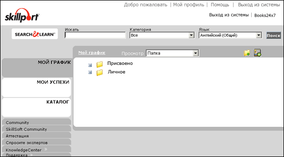 Пример окна «Мой график»