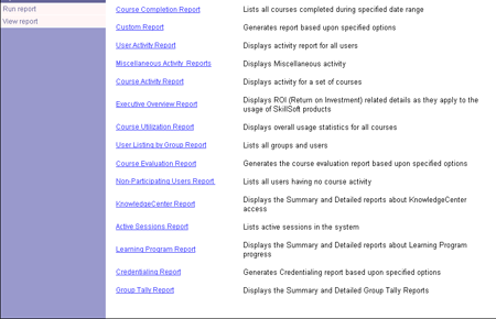 Run Reports Page