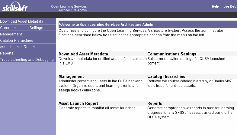 OLSA 2.0 Admin Home Page