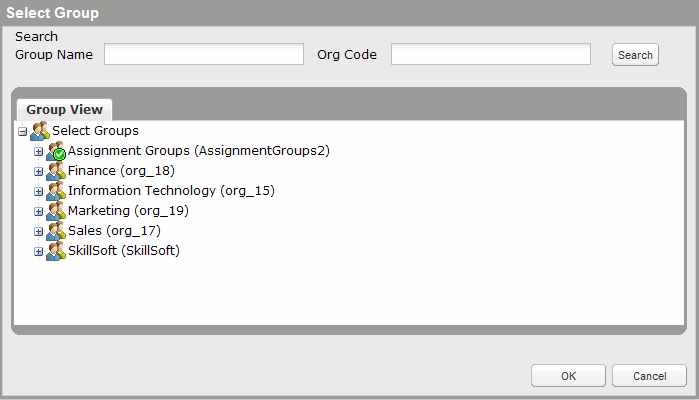UI for selecting a parent group for a group