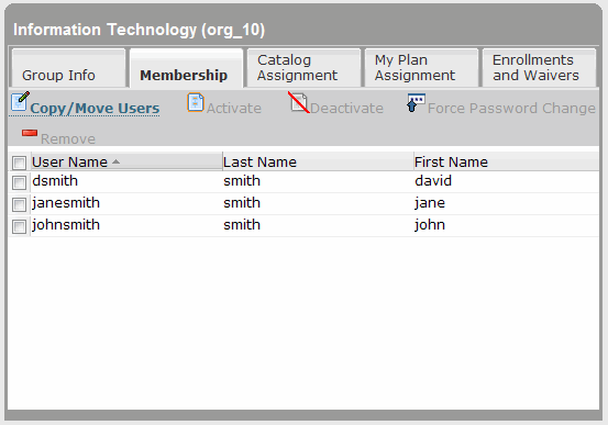 Membership tab on which you can remove users