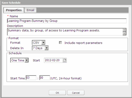 Enhanced Reporting Save Schedule Once Dialog