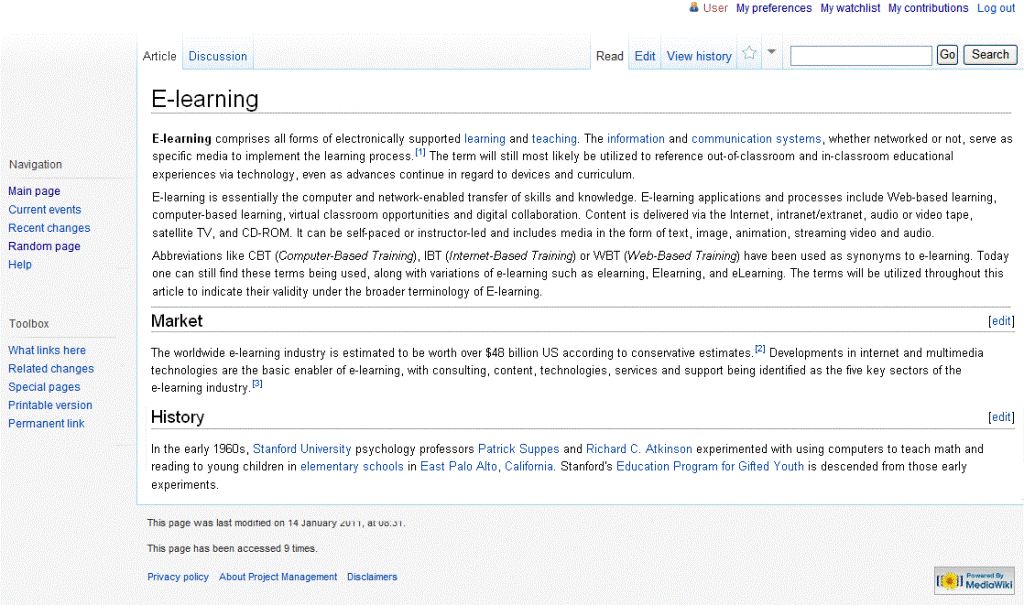 View an article in the wiki