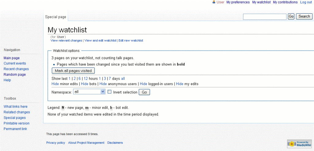 The Watchlist page