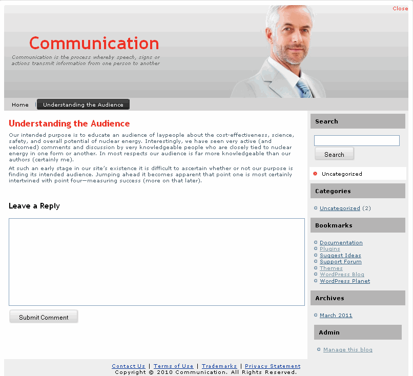 an example blog page